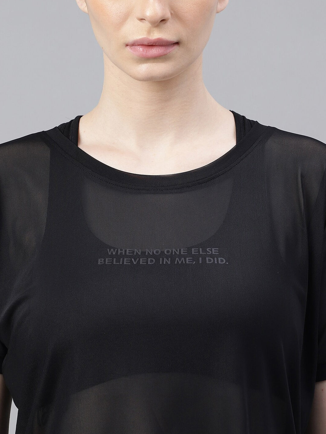 MKH Relaxed Fit Typography Printed Drop-Shoulder Sleeves Dri-FIT Sheer Training T-shirt
