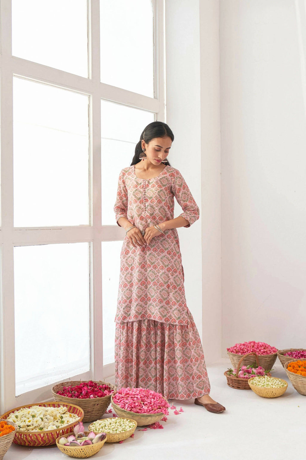 Designer Stylish Pink Muslin Stitched Suit With Dupatta - Anbazaar