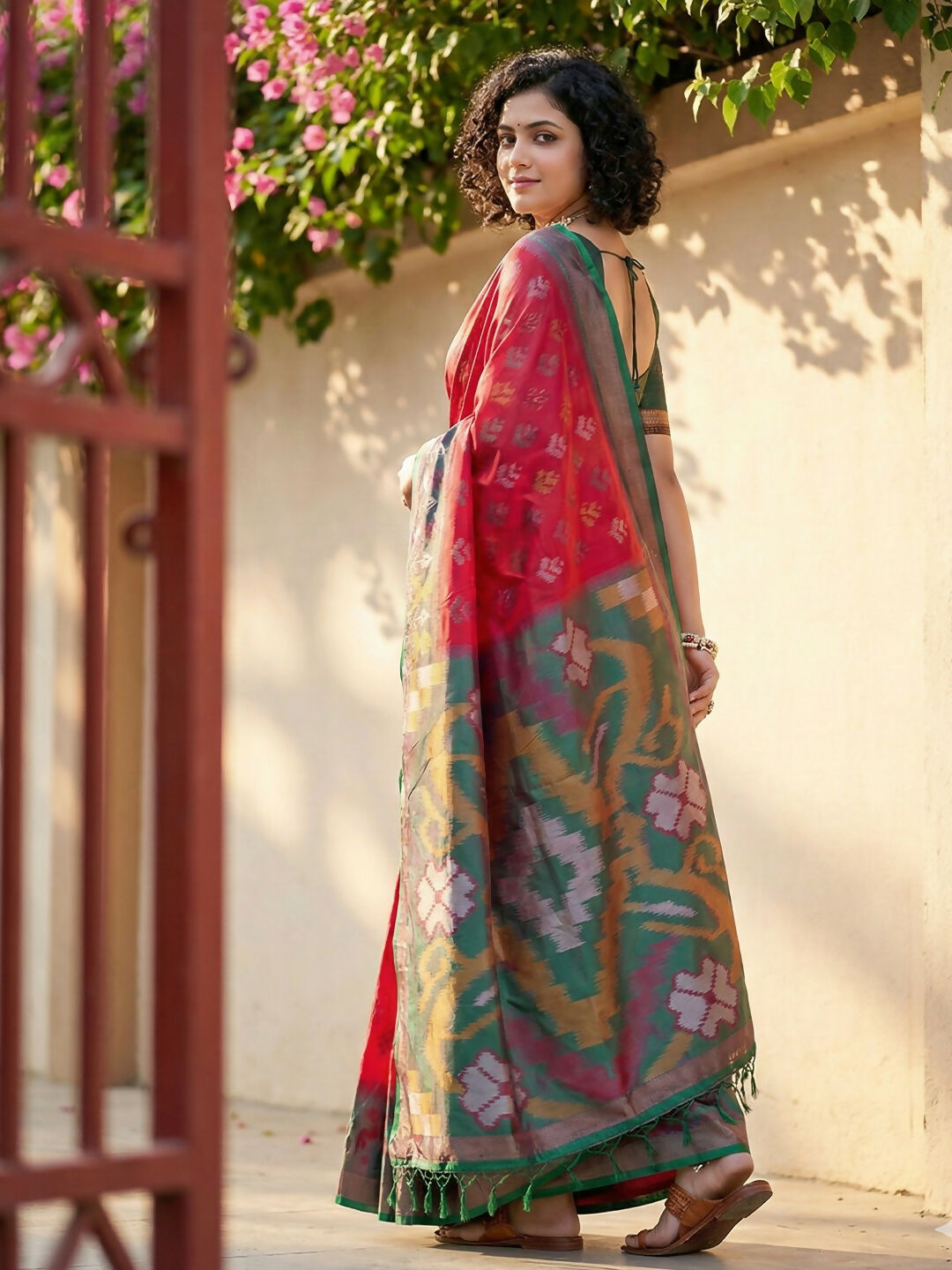 Shree Shyam Fashion Red Pochampally Silk Saree
