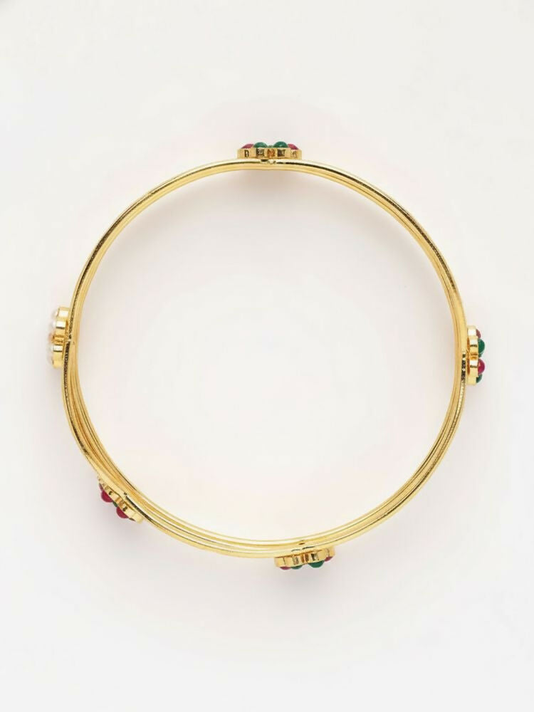 NVR Women Set of 2 Gold Plated Artificial Stone Bangle