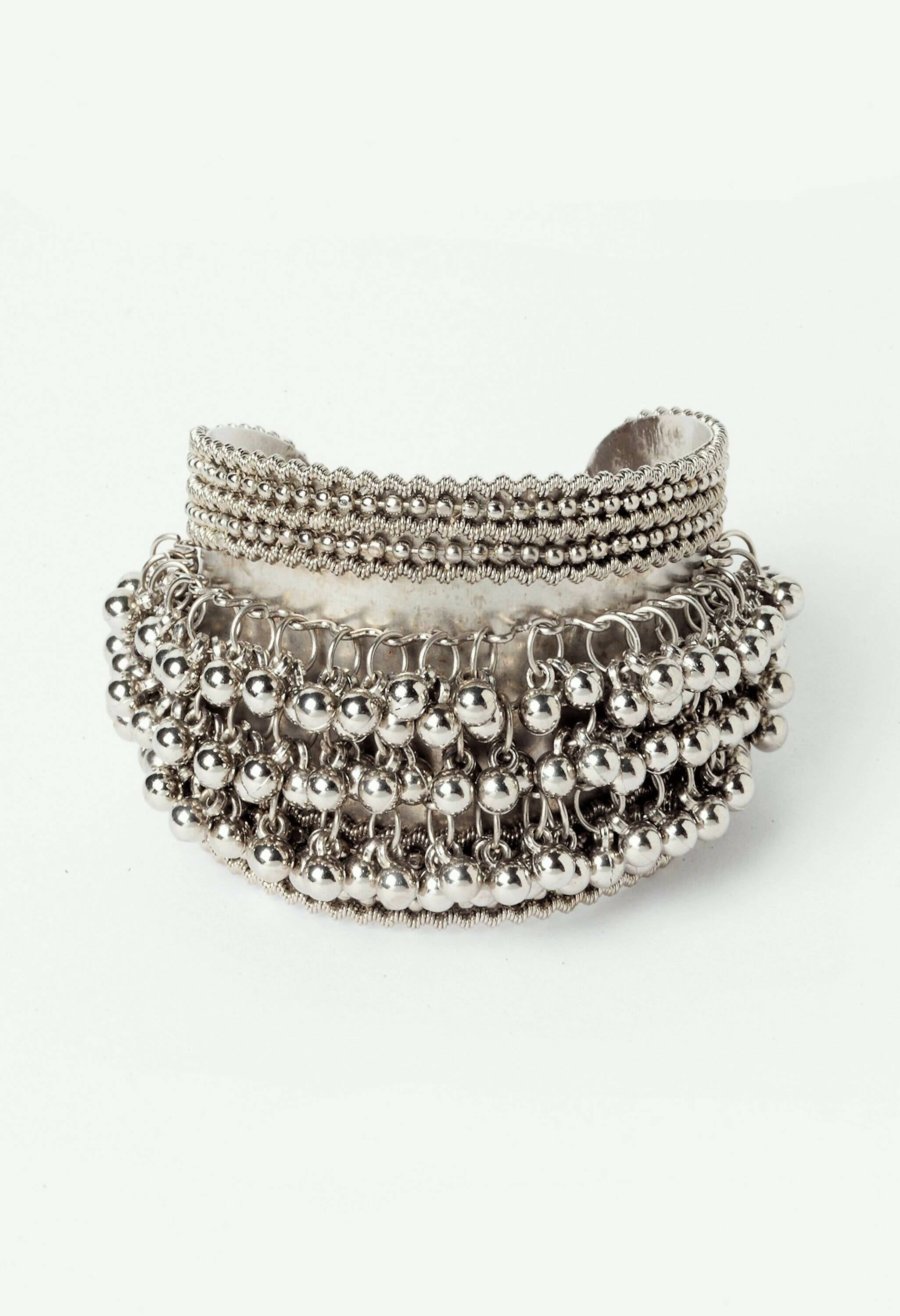 Mominos Fashion Johar Kamal Silver-Plated Brass Finish Kaali Mata Long Neckalce Combo Set For Women