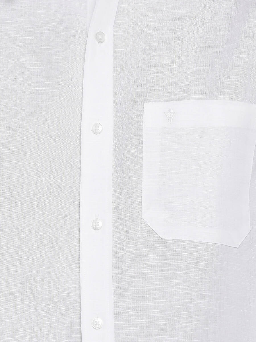 Ramraj Cotton Linen Mens Full Sleeve White Shirt Plus Size - RR Linen