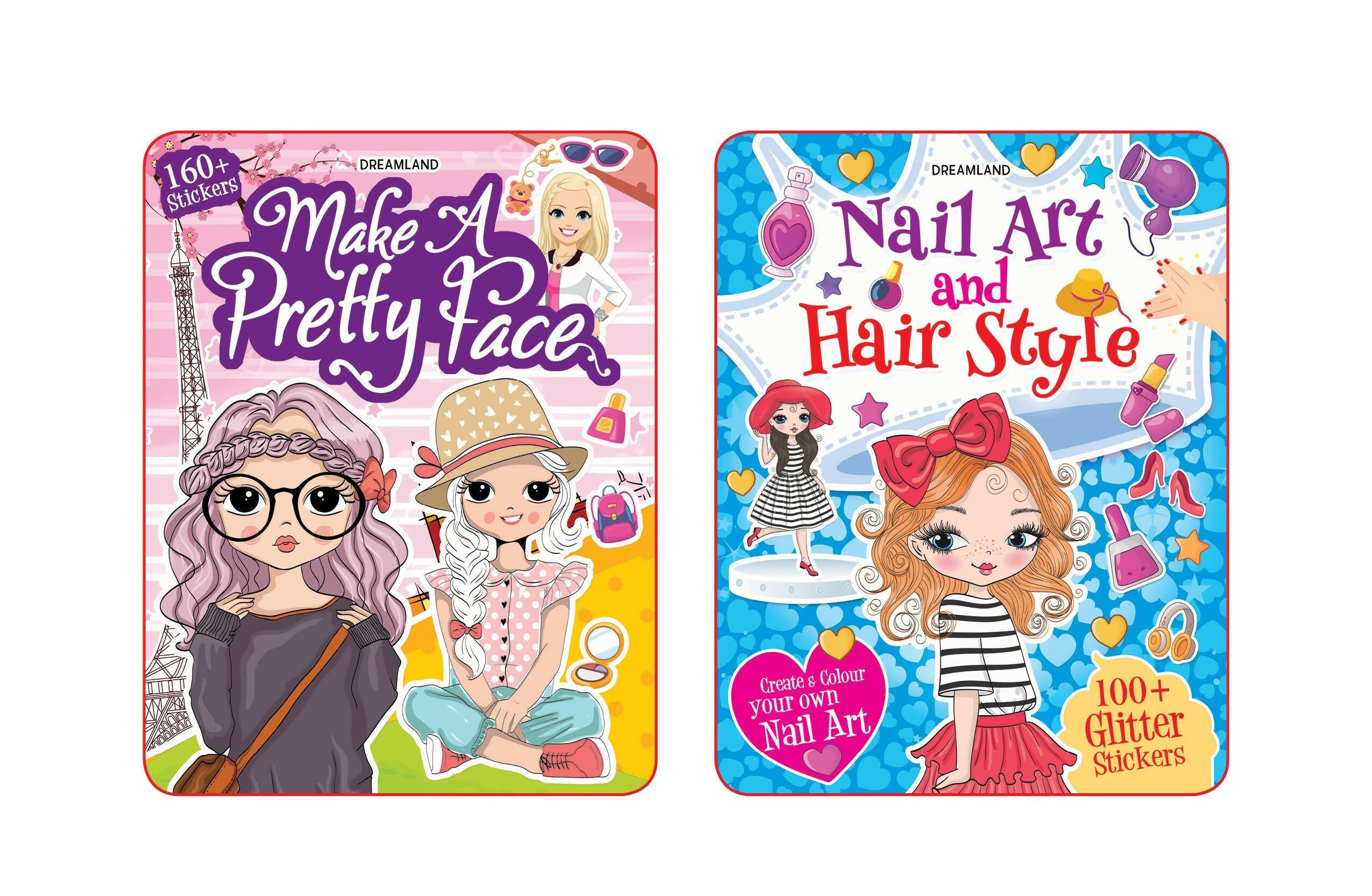 Dreamland Make A Pretty Face and Nail Art, Hair Style Pack- 2 Books