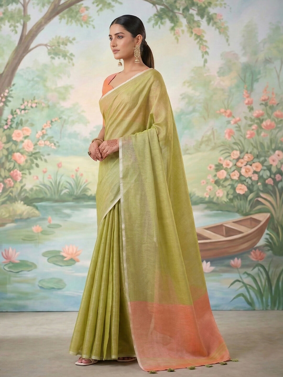 Shree Shyam Fashion Green Tissue Silk Saree