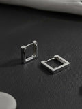 NVR Men's Silver Plated Geomatric Shaped Hoop Earrings
