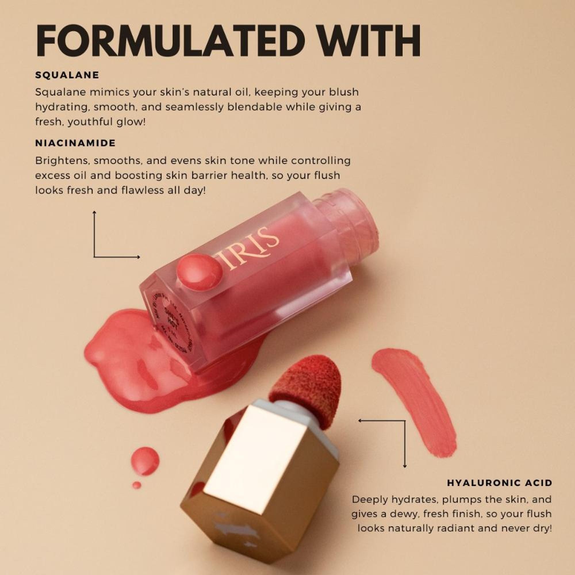 IRIS COSMETICS Oh! She Blushes Liquid Blush - Bright Pink