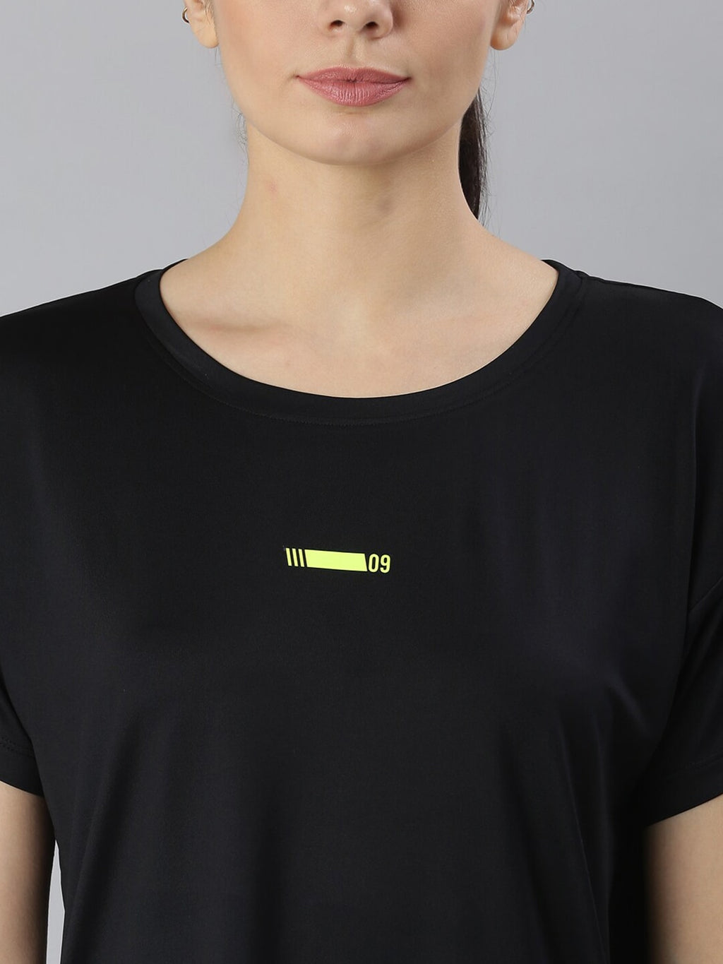 MKH Women Black Dri-FIT Sports T-shirt