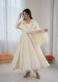 Teeya Creation Cream Kora Cotton Designer Embroidery Work long Gown