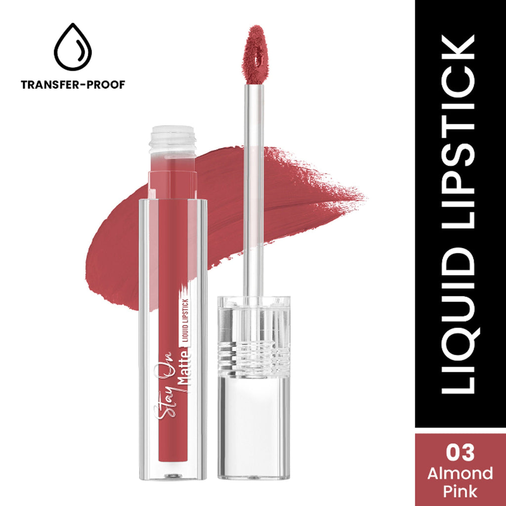 Swiss Beauty Stay On Matte Liquid Lipstick - 3 Almond Pink