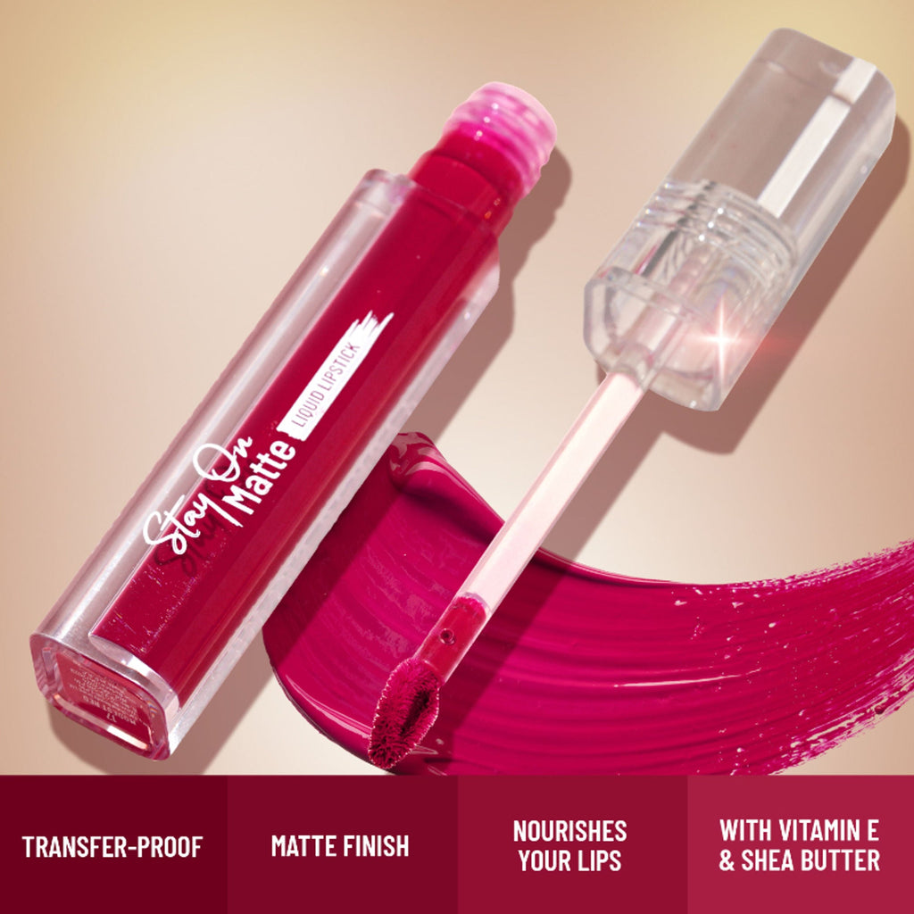 Swiss Beauty Stay On Matte Liquid Lipstick - 16 Knockout Pink