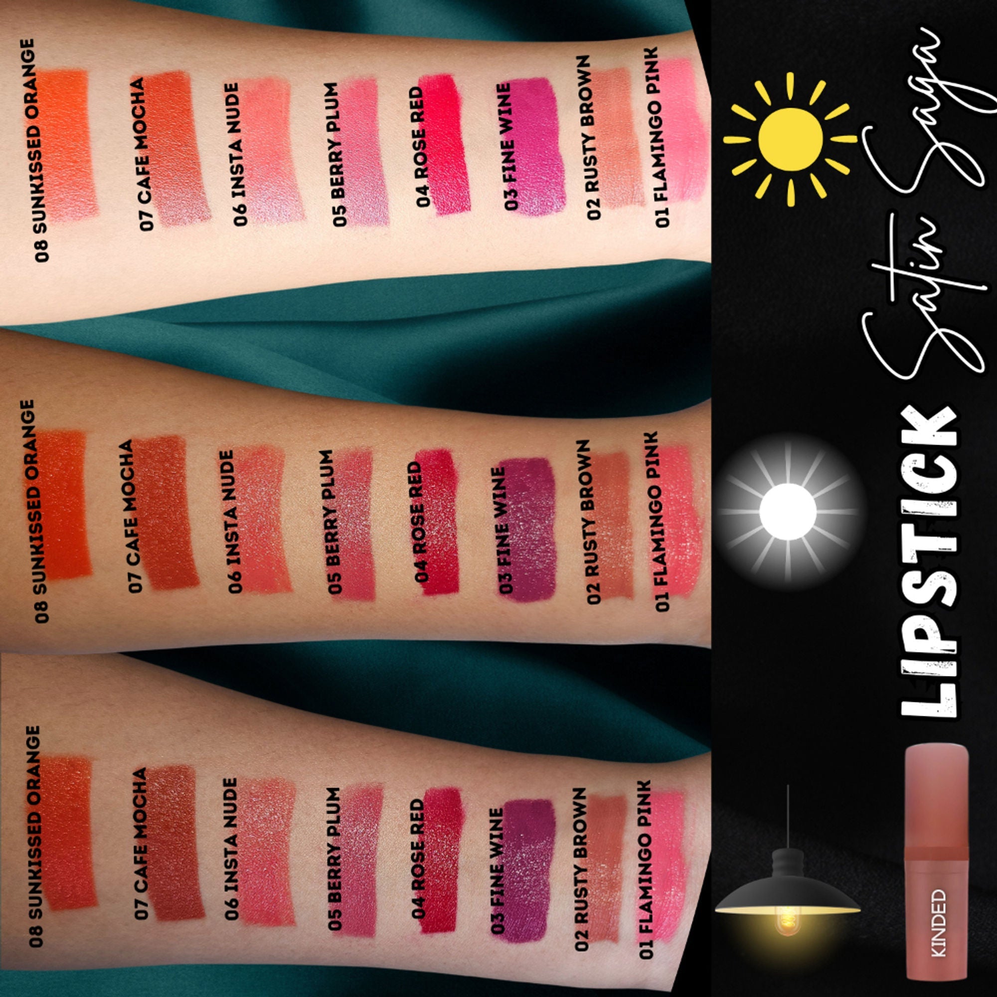 KINDED Satin Saga Bullet Creamy Lipstick With Satin Finish & Vitamin E - 04 Rose Red