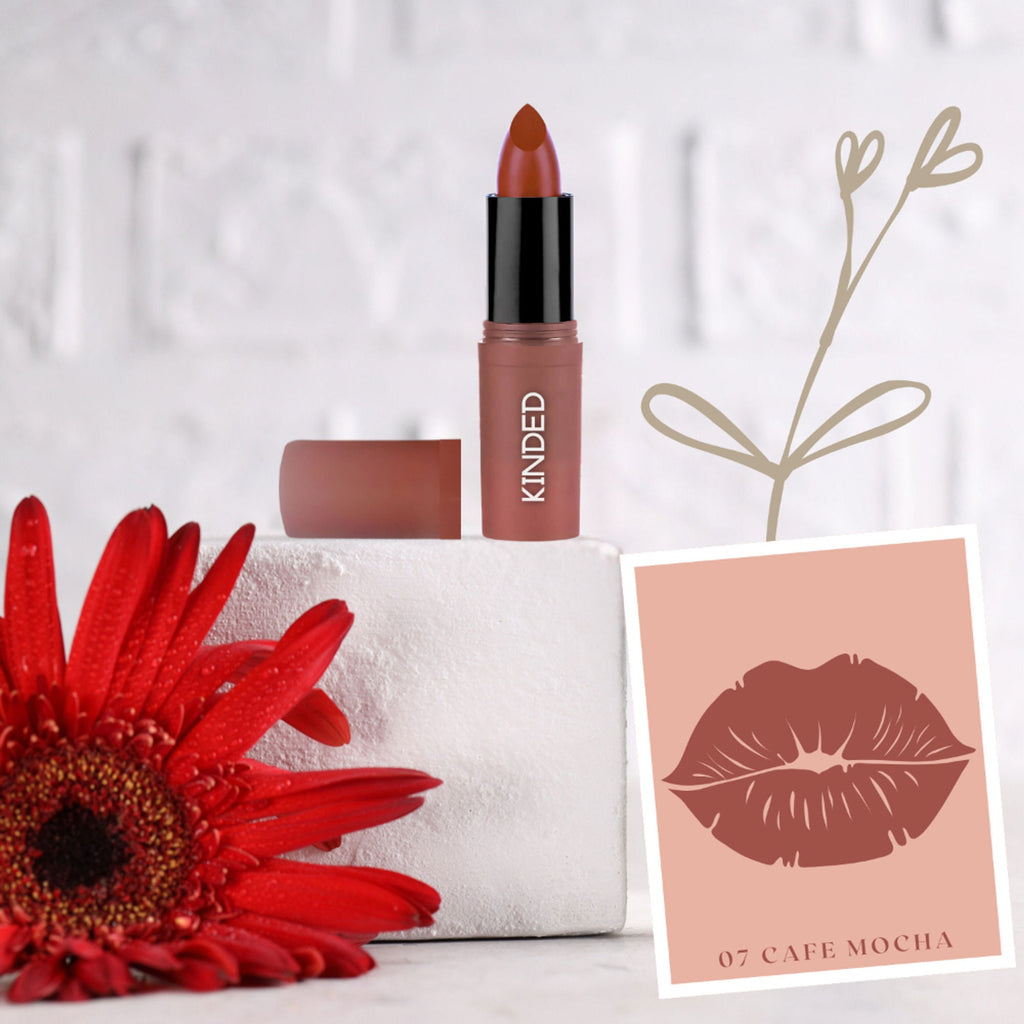 KINDED Satin Saga Bullet Creamy Lipstick With Satin Finish & Vitamin E - 07 Cafe Mocha
