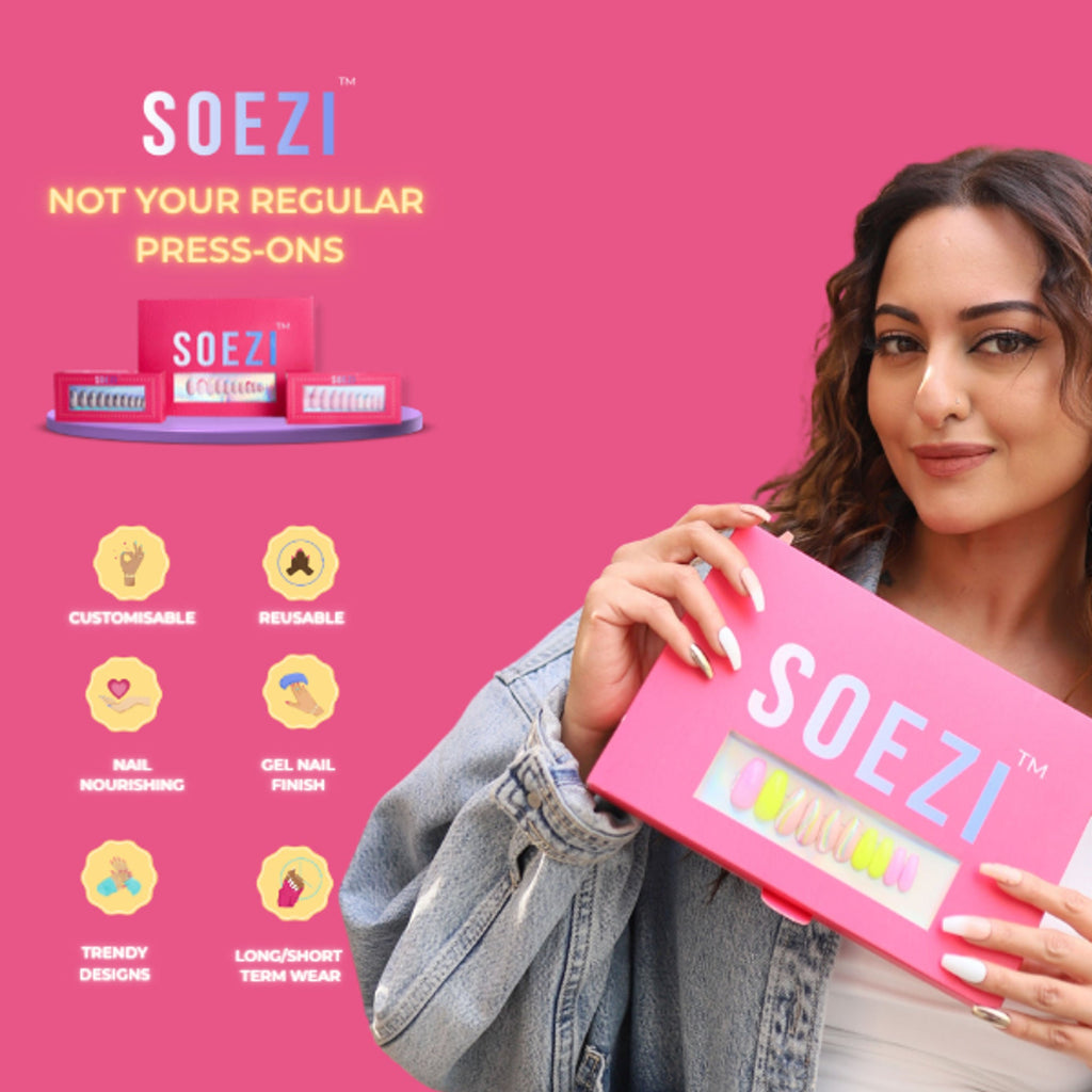 SOEZI Cute And Casual Reusable Press On Nails - Ready To Wear Kit