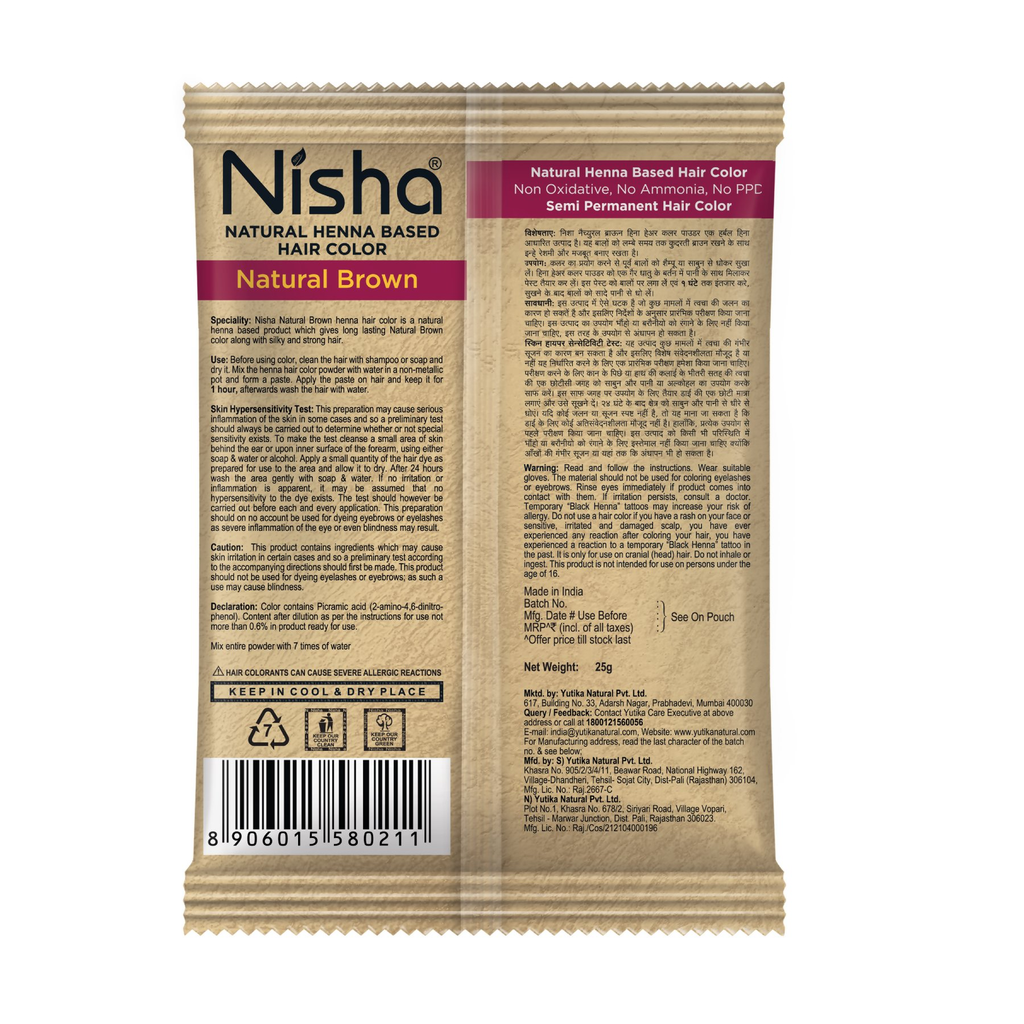Nisha Henna Based Hair Colour For Women & Men Natural Brown
