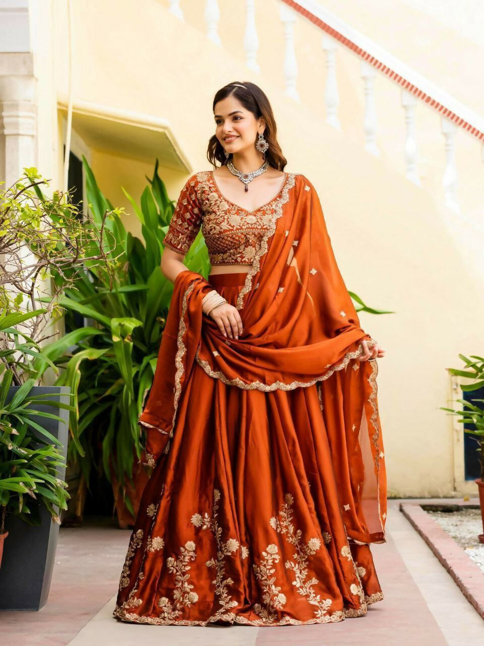 Lehenga Mart Designer Indian Wedding Lehenga Choli-Rusty
