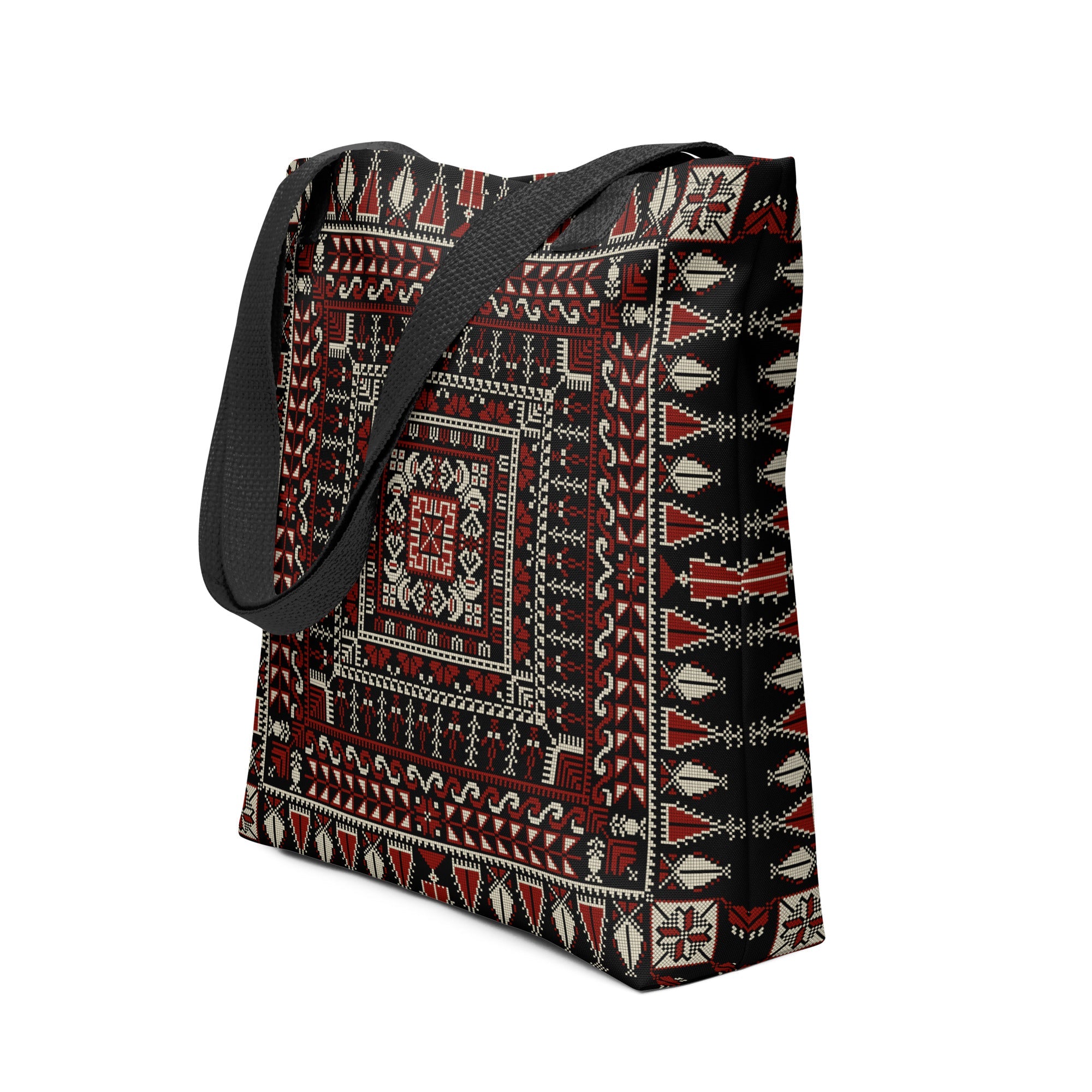 Spacious Tote Bag – Black Art Pattern