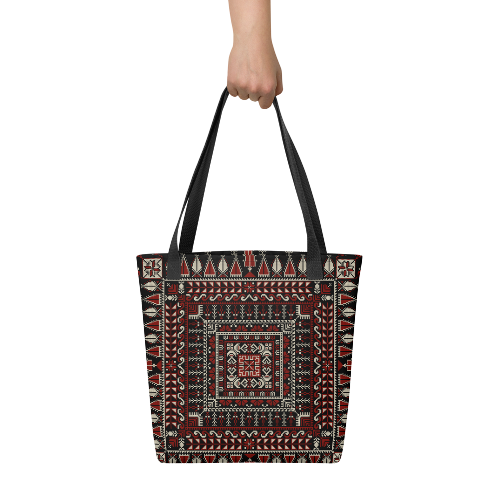 Spacious Tote Bag – Black Art Pattern