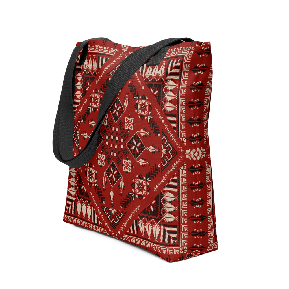 Spacious Tote Bag – Vibrant Red Art Pattern