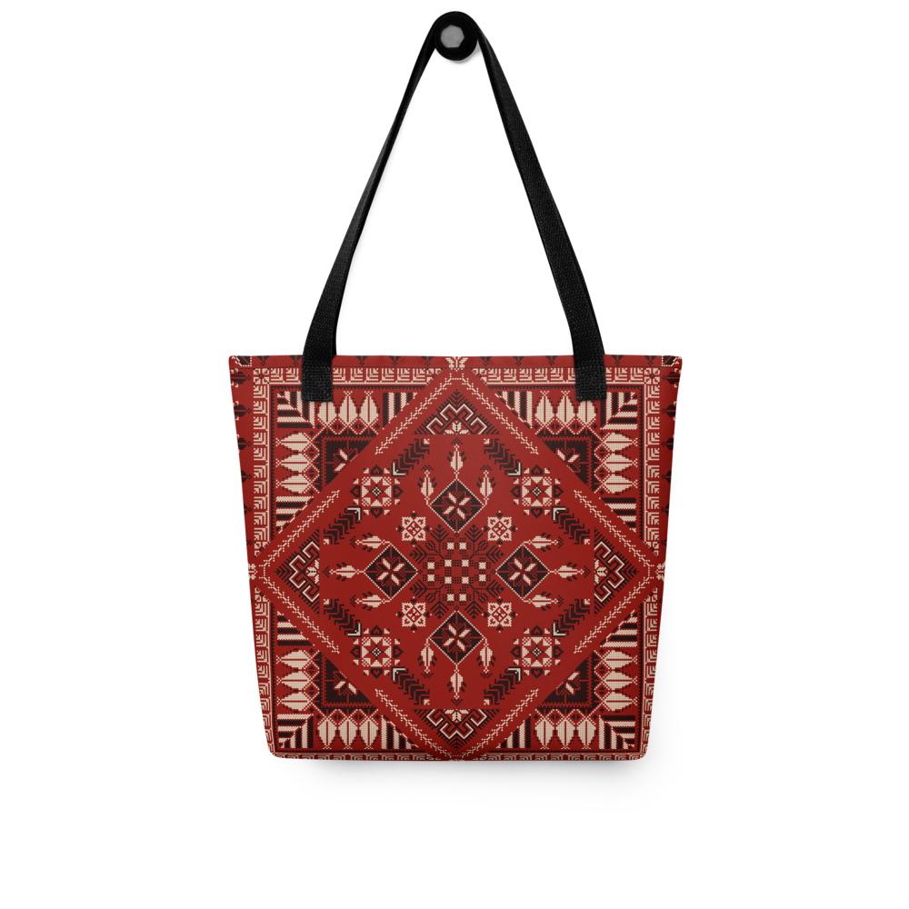 Spacious Tote Bag – Vibrant Red Art Pattern