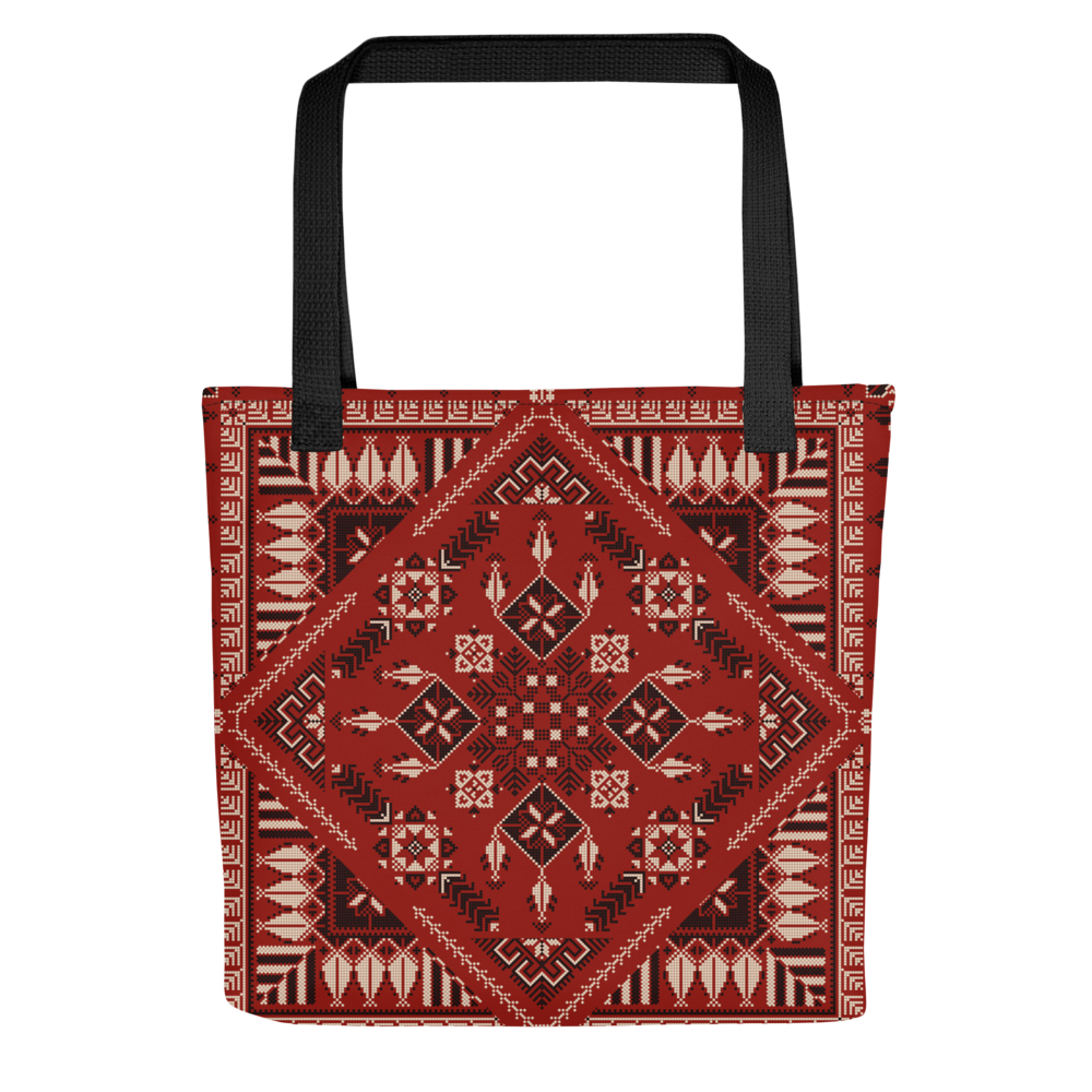 Spacious Tote Bag – Vibrant Red Art Pattern