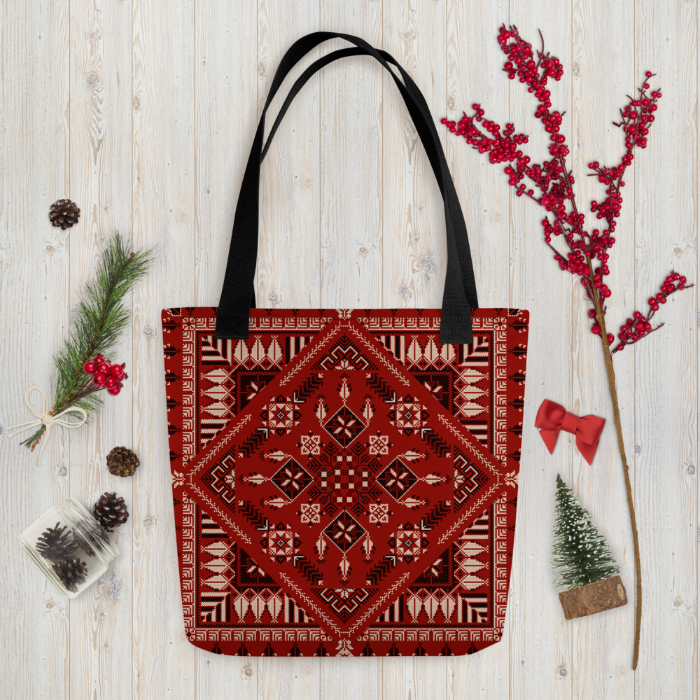 Spacious Tote Bag – Vibrant Red Art Pattern