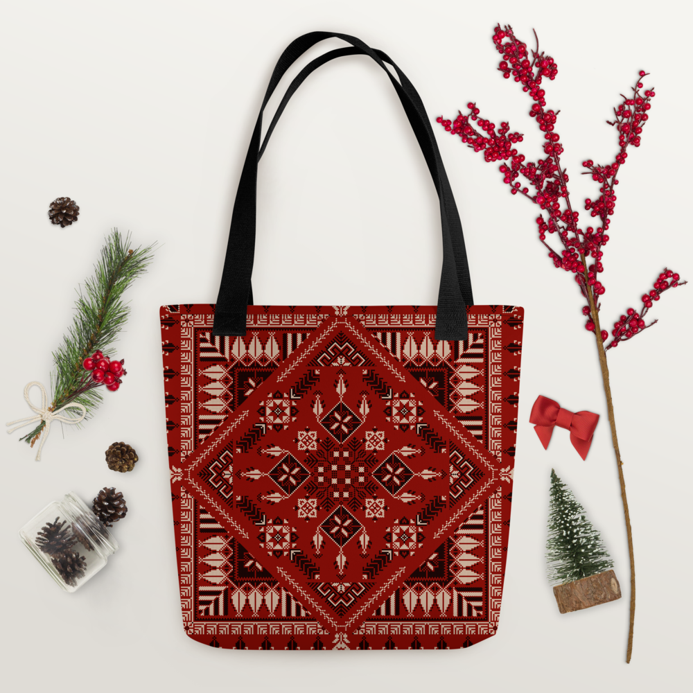 Spacious Tote Bag – Vibrant Red Art Pattern