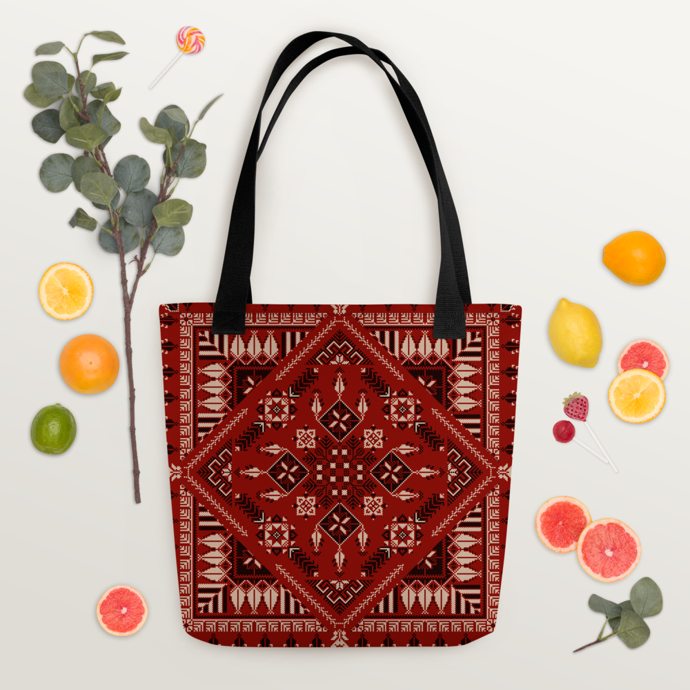 Spacious Tote Bag – Vibrant Red Art Pattern