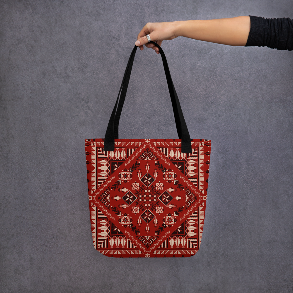 Spacious Tote Bag – Vibrant Red Art Pattern