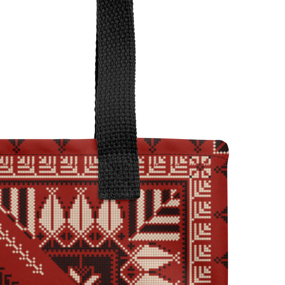 Spacious Tote Bag – Vibrant Red Art Pattern