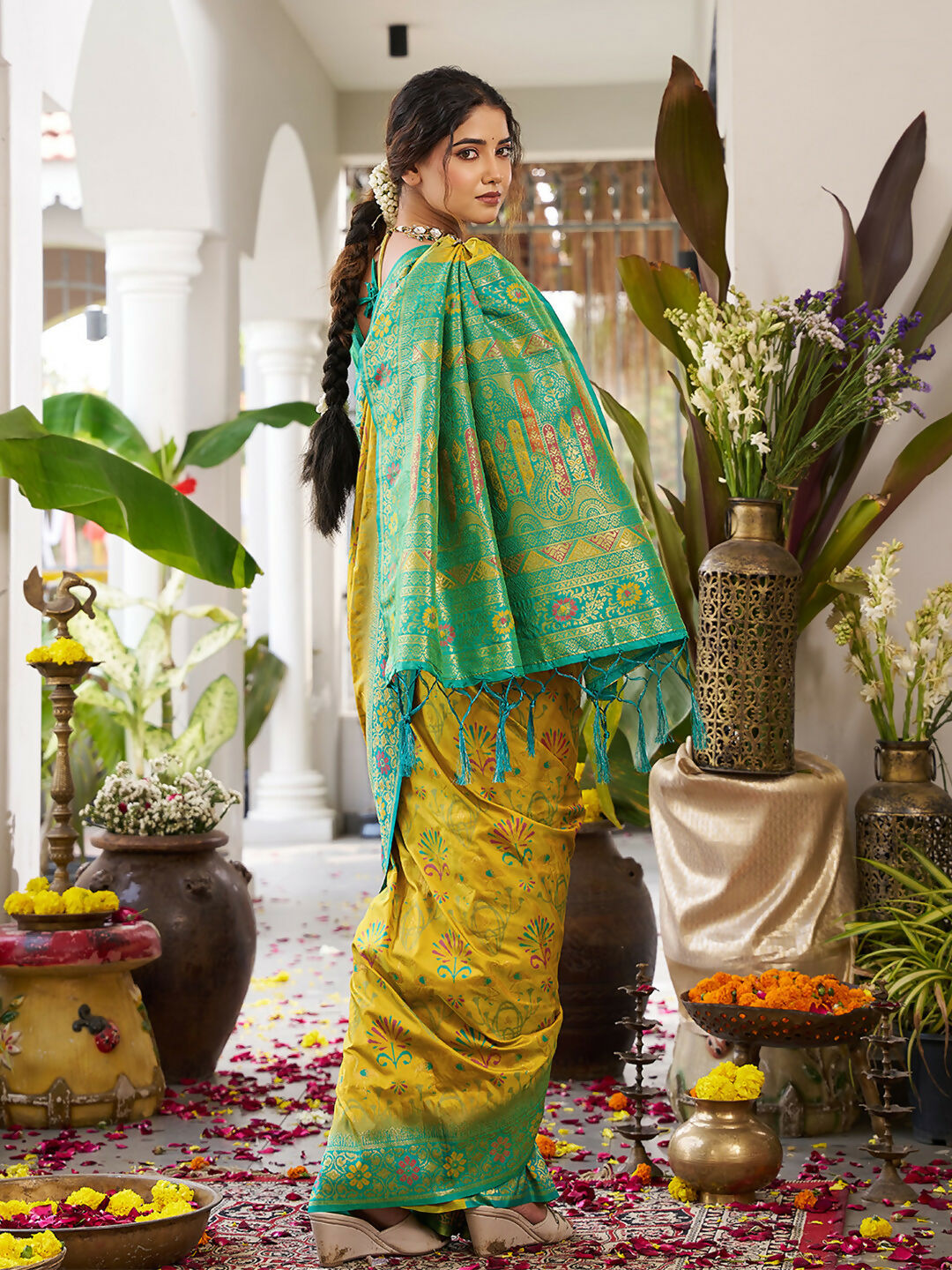 Shree Shyam Fashion Mustard Yellow Soft Silk Saree