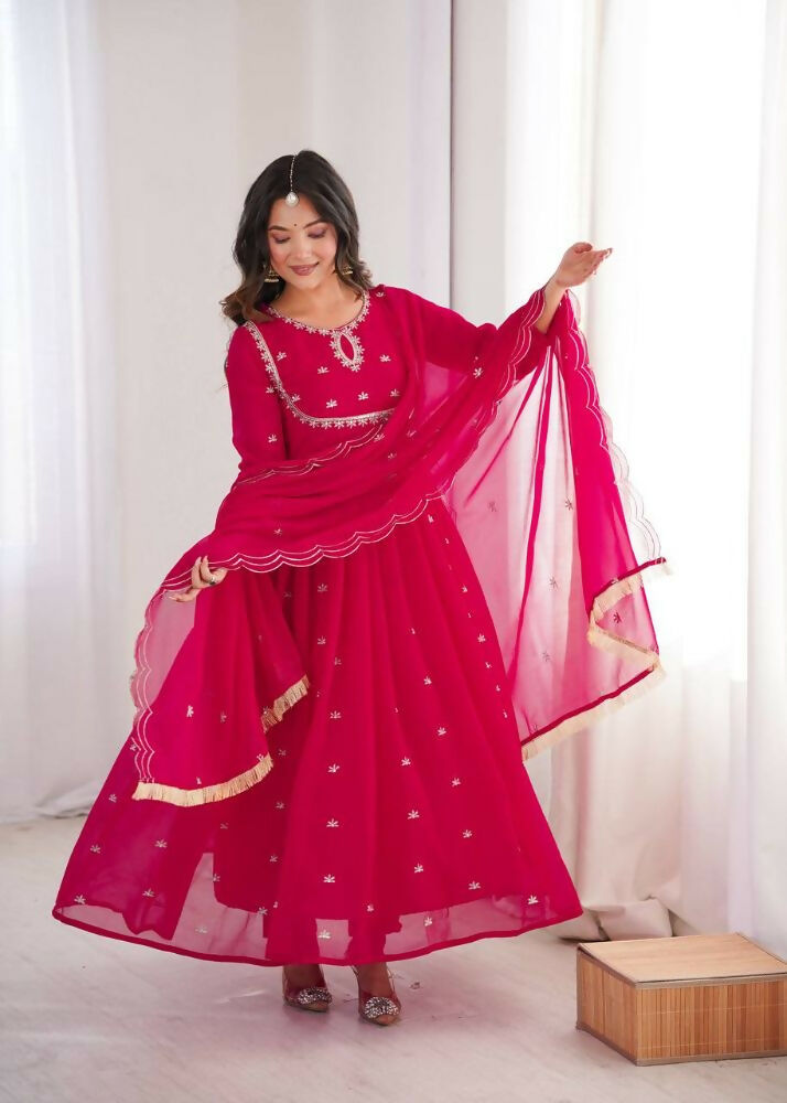 Teeya Creation Rani Faux Georgette Embroidery Work Wedding Wear Gown