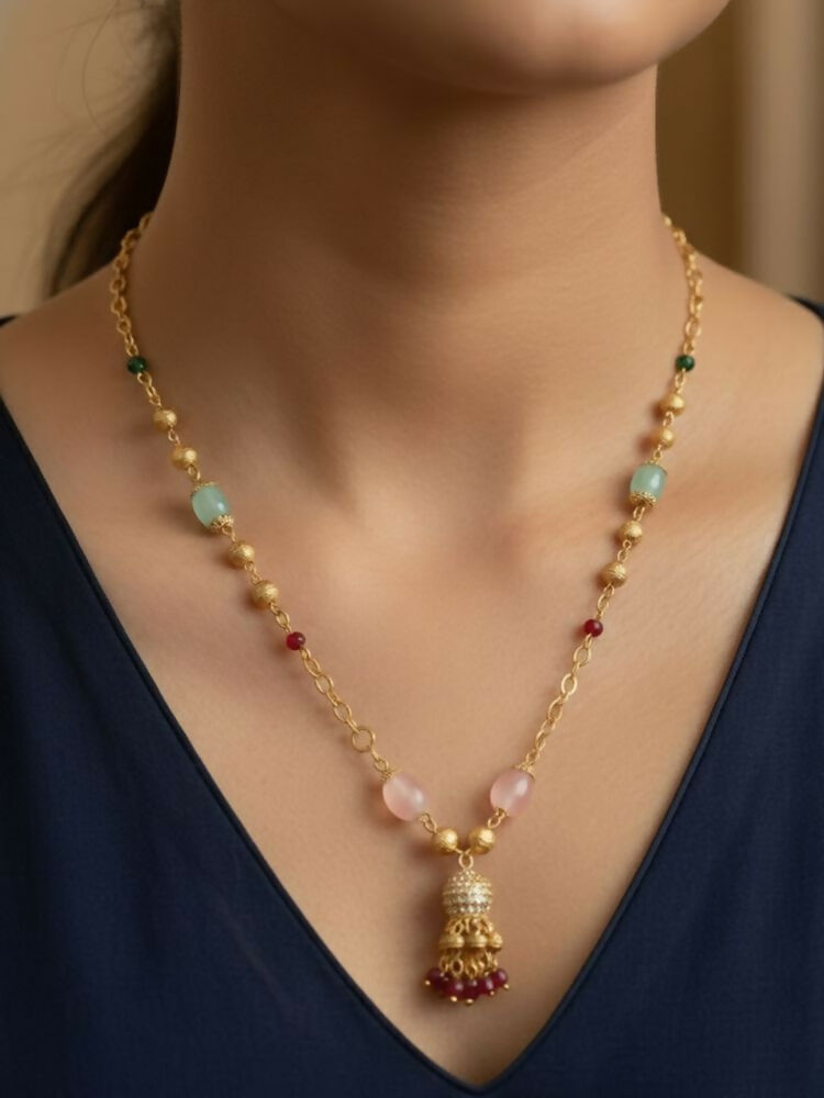 NVR Women Gold Plated Multicolour chain