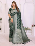 Aastha Fashion Green Georgette Silk Leheriya With Elegant Zari Weaving Saree