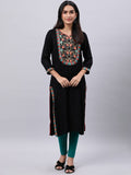 Souchii Black Geometric Yoke Design Thread Work Grandeur & Majestic Artwork Kurta