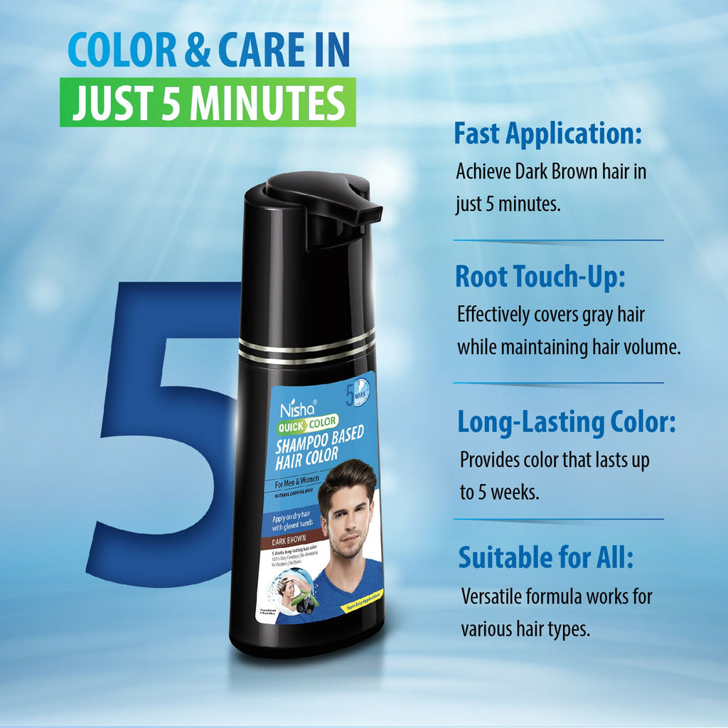 Nisha Quick Color Shampoo Hair Color,Dark Brown