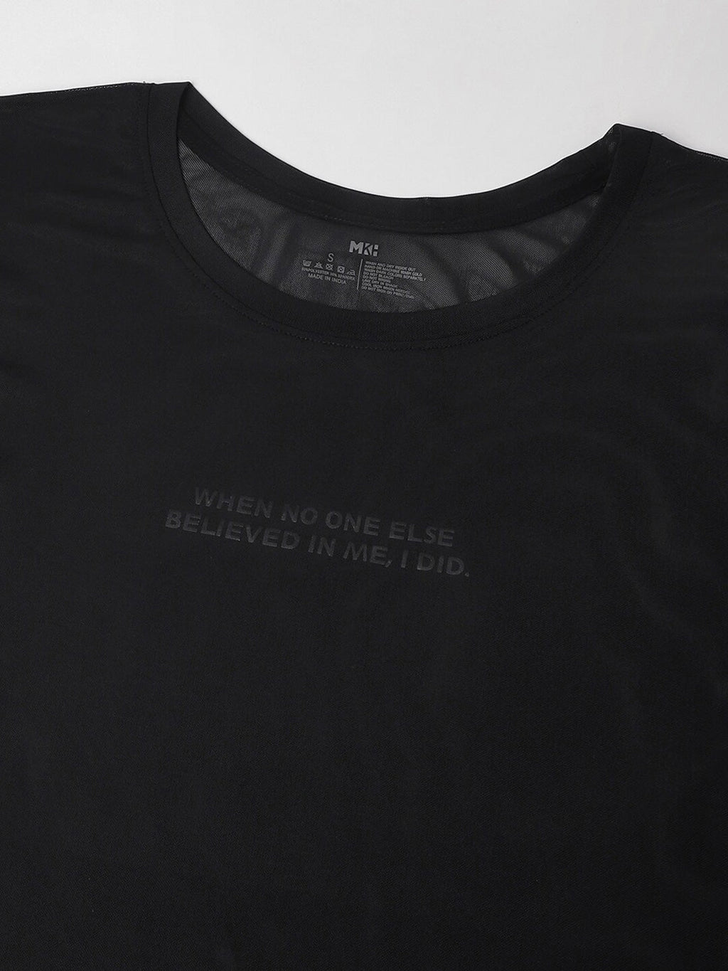 MKH Relaxed Fit Typography Printed Drop-Shoulder Sleeves Dri-FIT Sheer Training T-shirt