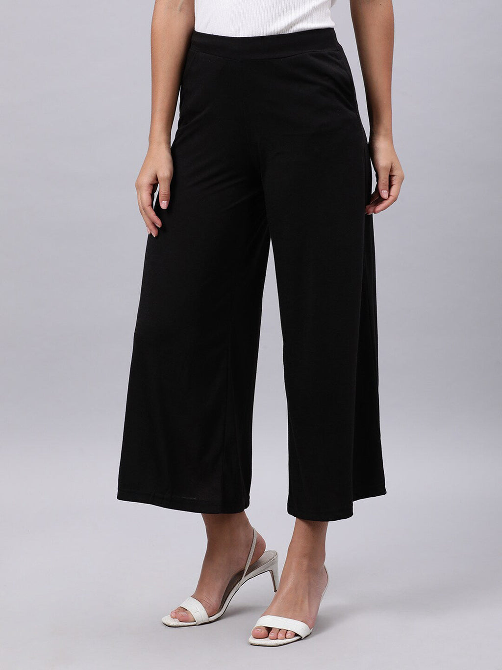 Souchii Women Black Liva Solid Palazzos