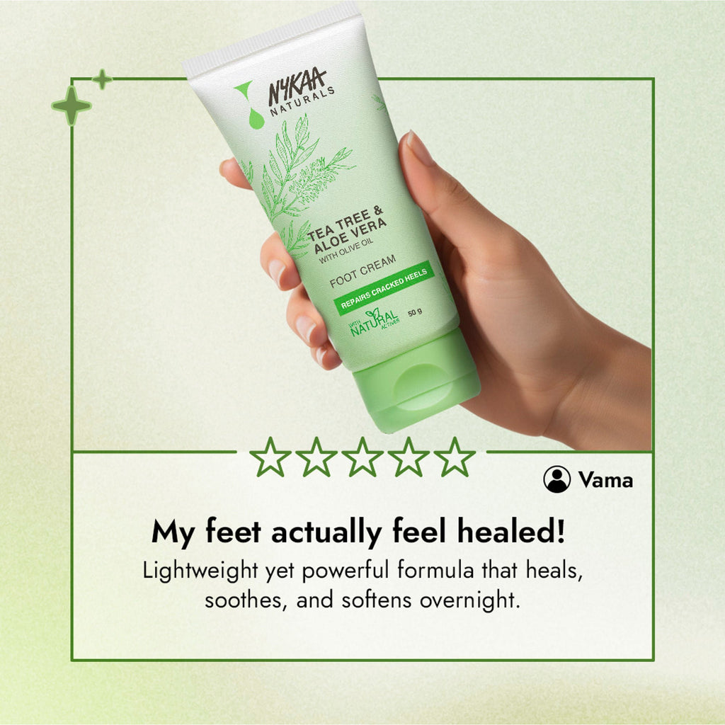 Nykaa Skin Happy Heels 20%Urea, 2%Lactic Acid Foot Cream-Dry & Cracked Feet - Tea Tree & Aloe Vera