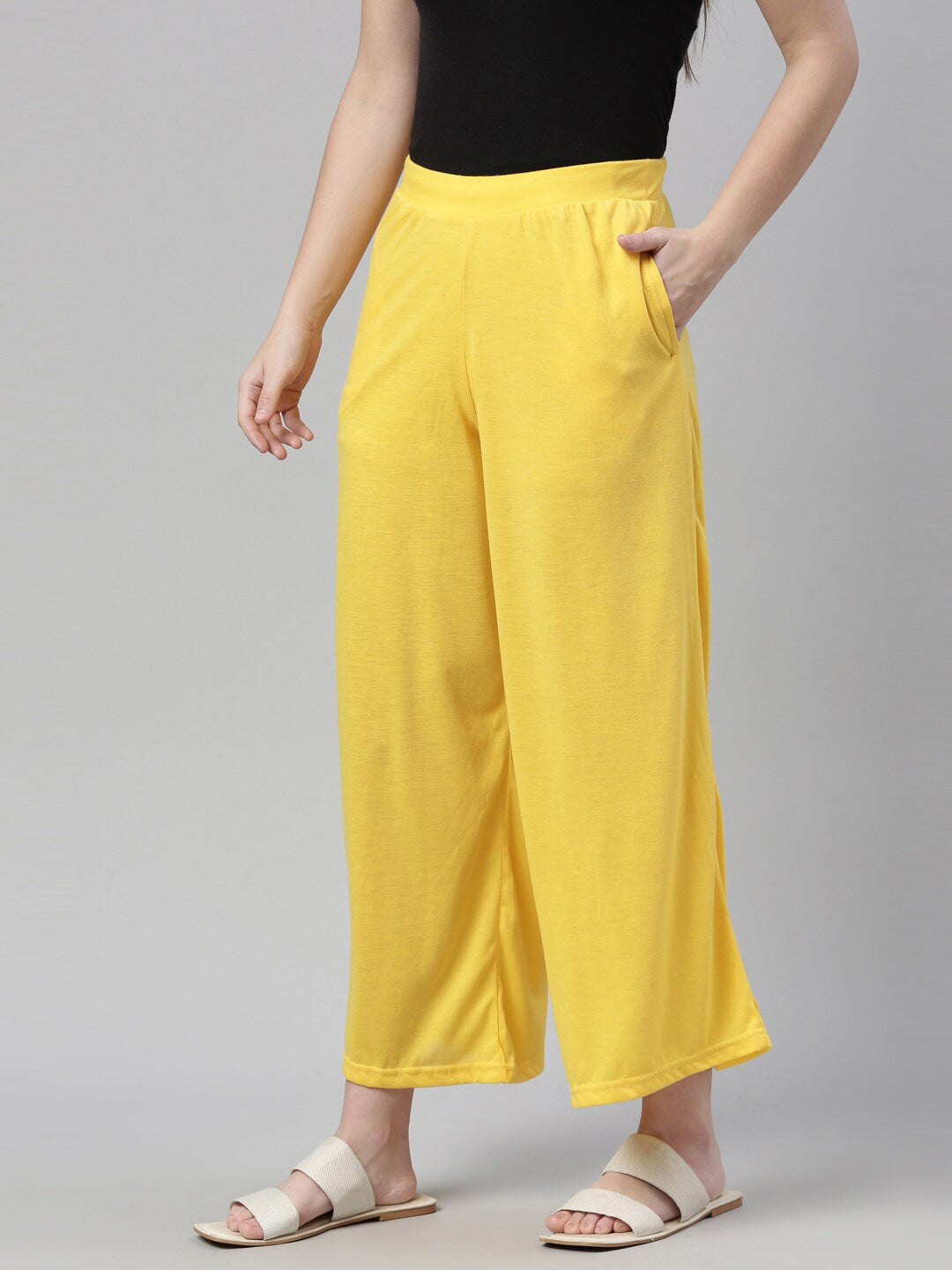 Souchii Yellow Knitted Ethnic Palazzos