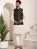 Sojanya Band Collar Straight Kurta & Churidar with Nehru jacket