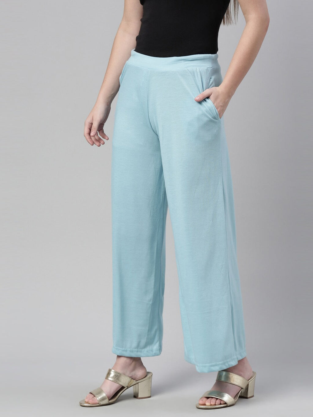 Souchii Blue Knitted Palazzos