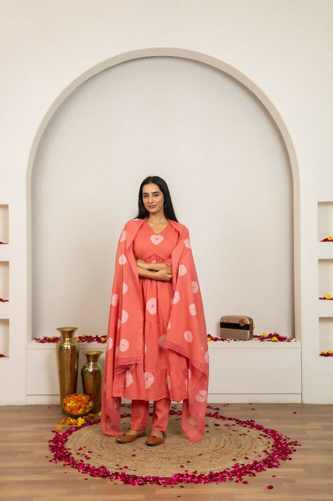 Joban Fashion Pink Tie & Dye Cotton Suit Set