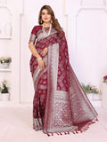 Aastha Fashion Maroon Georgette Silk Leheriya With Elegant Zari Weaving Saree