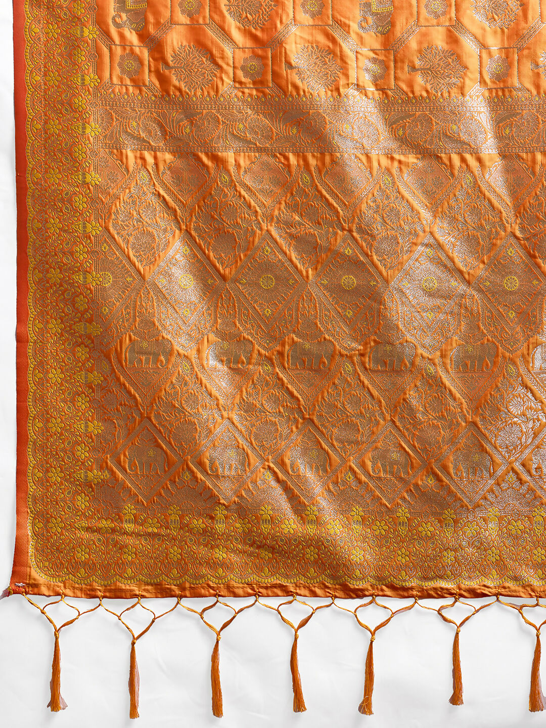 Shree Shyam Fashion Orange Silk Blend Saree
