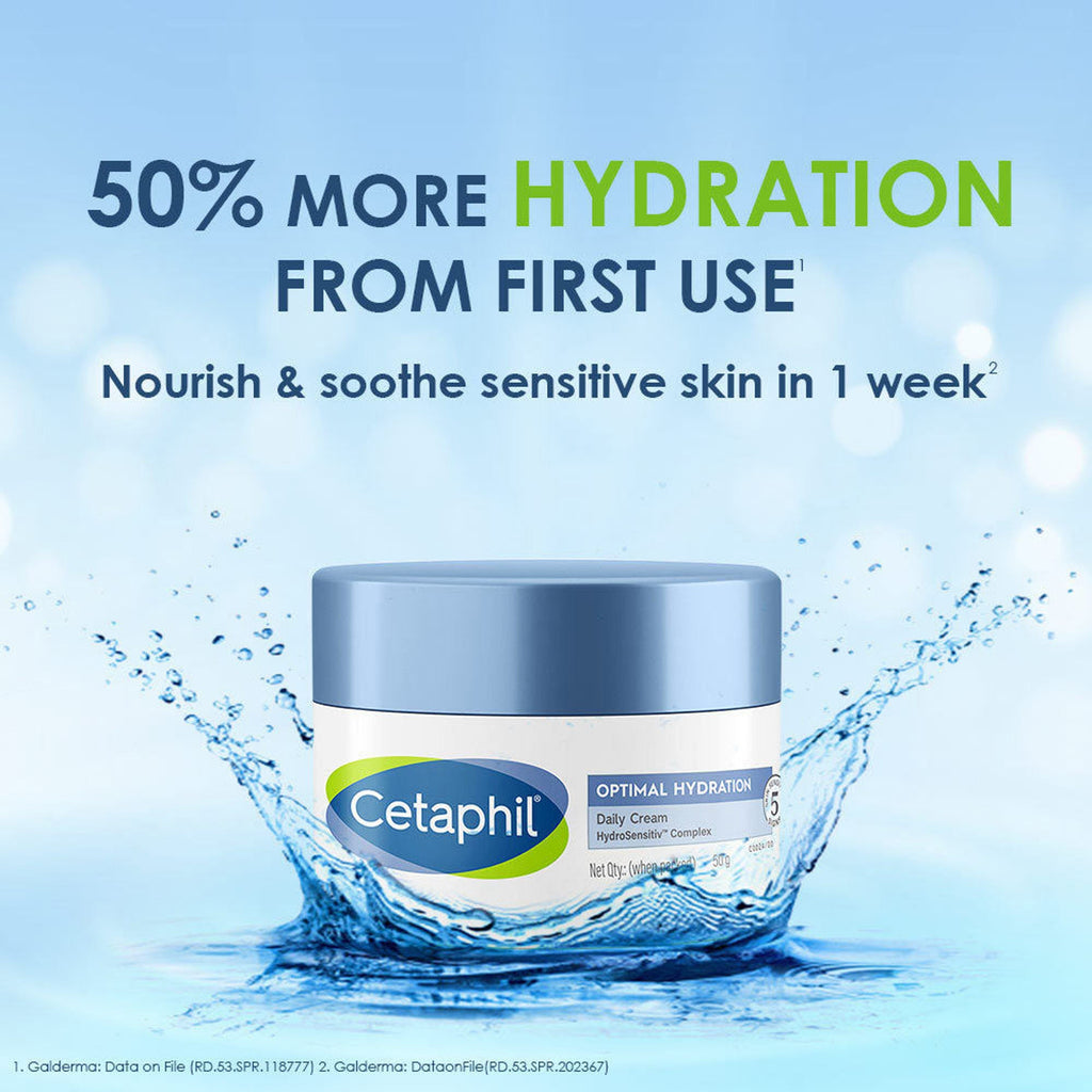 Cetaphil Optimal Hydration Daily Cream, Lightweight, Skin Barrier Protection with Hyaluronic Acid