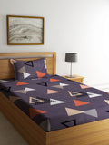 Home Sizzler Grey & White Geometric 144 TC Single Bedsheet with 1 Pillow Covers