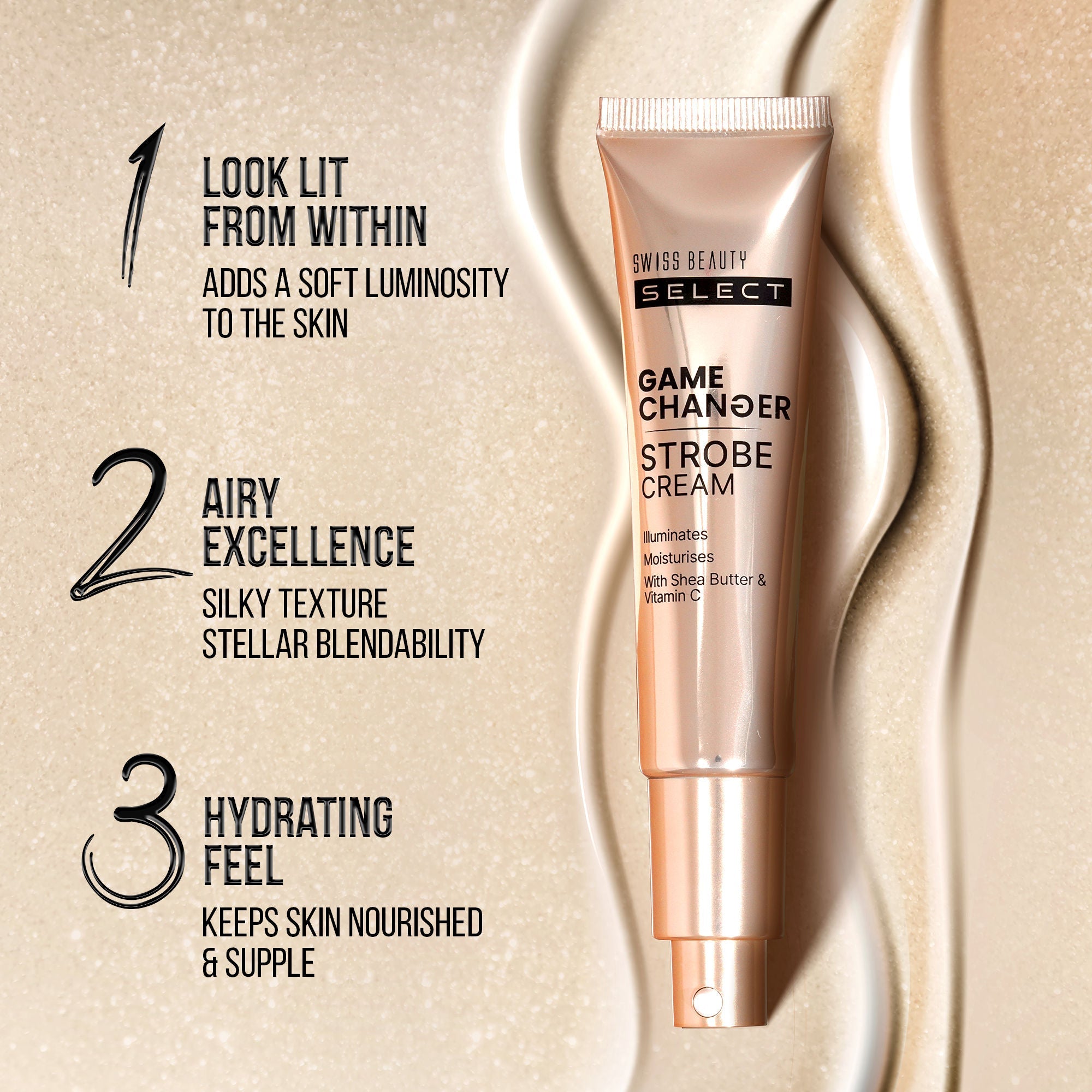 Swiss Beauty Select Game Changer Strobe Cream - 2 Gold Sheen