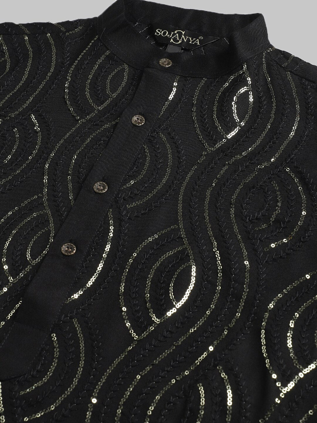 Sojanya Sequined Mandarin Collar Pure Cotton Kurta