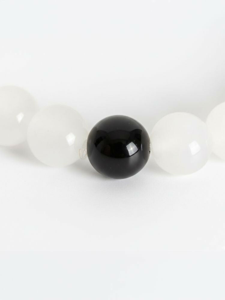 NVR White & Black Crystal Beaded Bracelet for Men & Women
