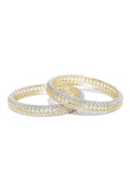 Gold-Polished Alloy Elagant Design American Diamond Bangle Set - The Pari